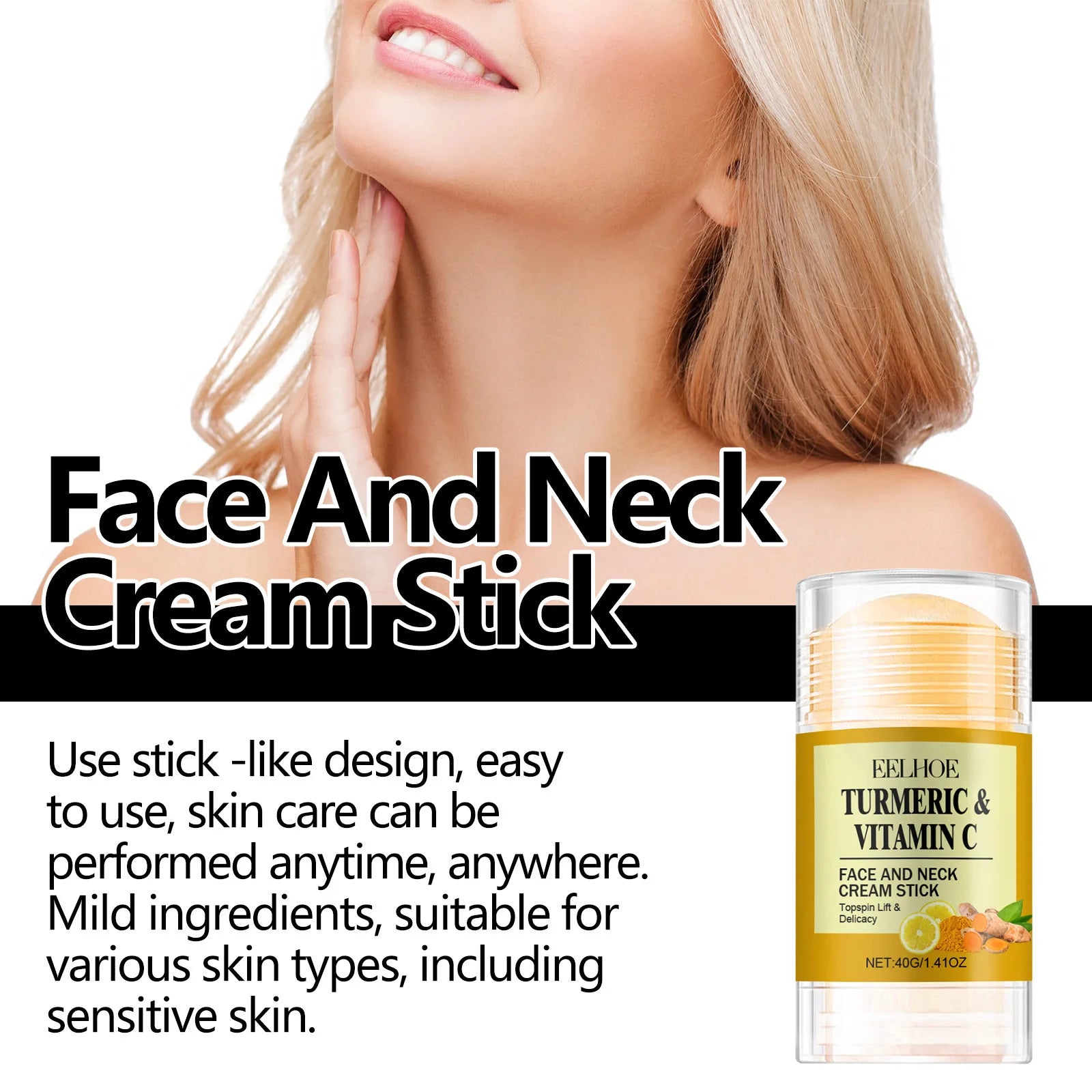 Vitamin C Turmeric Face Neck Cream Stick for  Moisturizing Skin Care