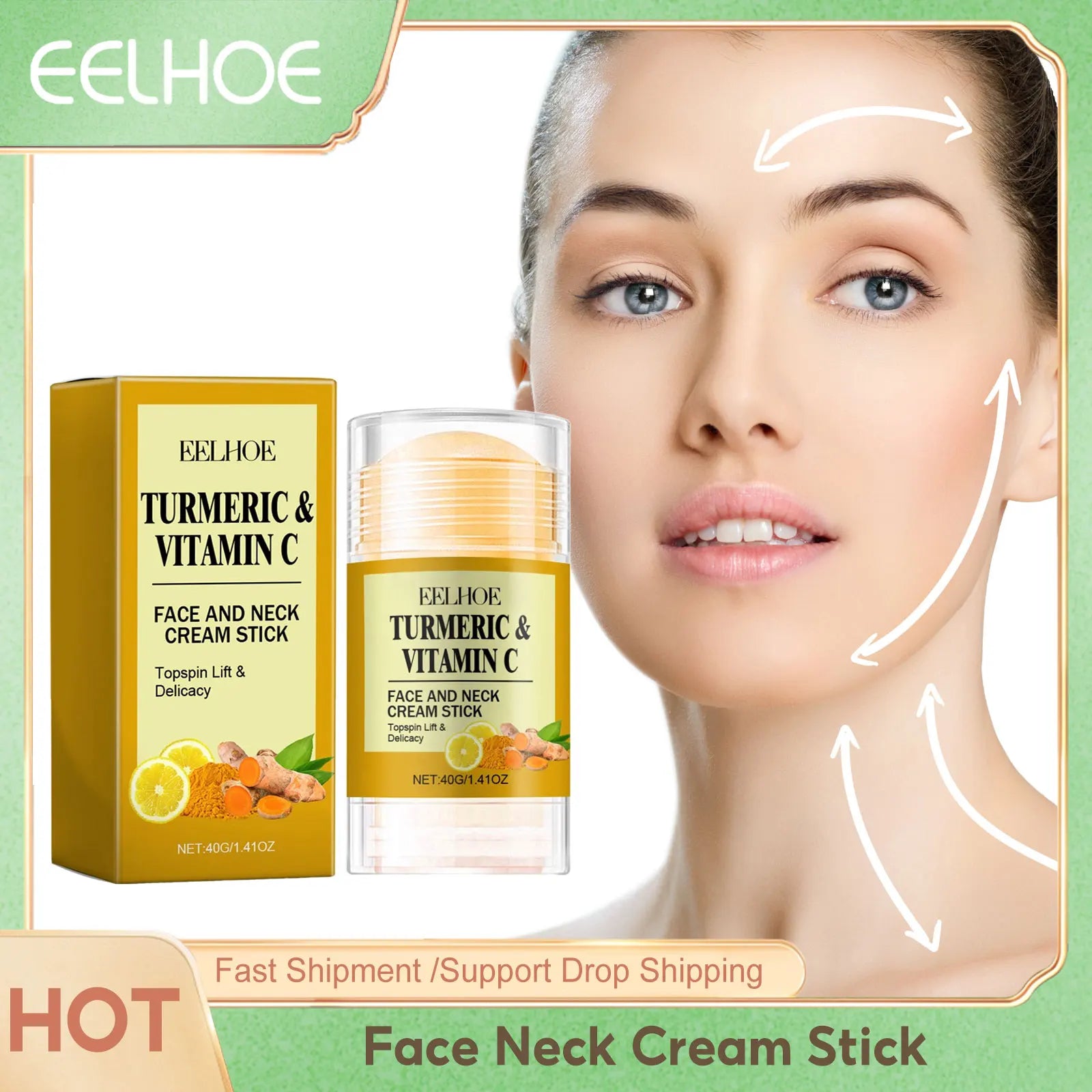 Vitamin C Turmeric Face Neck Cream Stick for  Moisturizing Skin Care