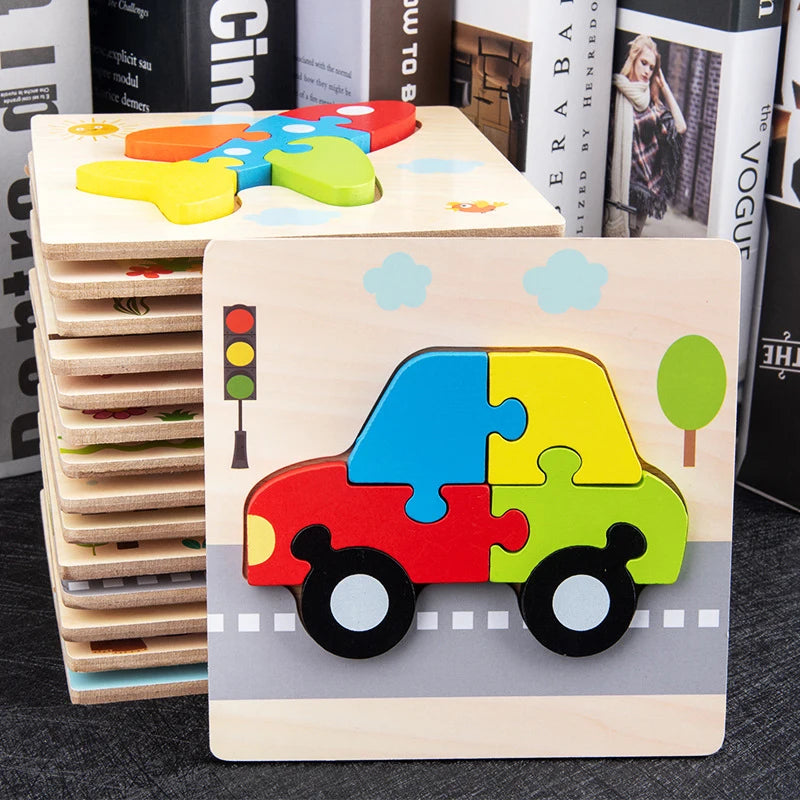 Baby Wooden Toys 3D Puzzle Cartoon Animal Intelligence  Toys For Children