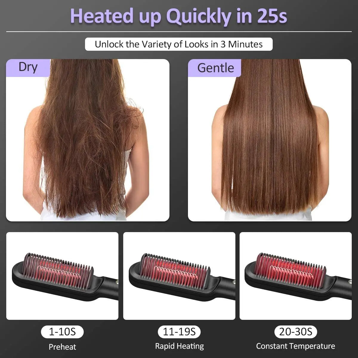 Electric Hair Brush Straightener Heating Combs Women Hair Styler Curling Iron Fast Hot Comb Heating Curler Hair Caring Tools