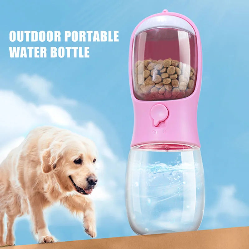 2 in 1 300ml Portable Food  Dog and Cat Travel Pet Water Cup Bottle