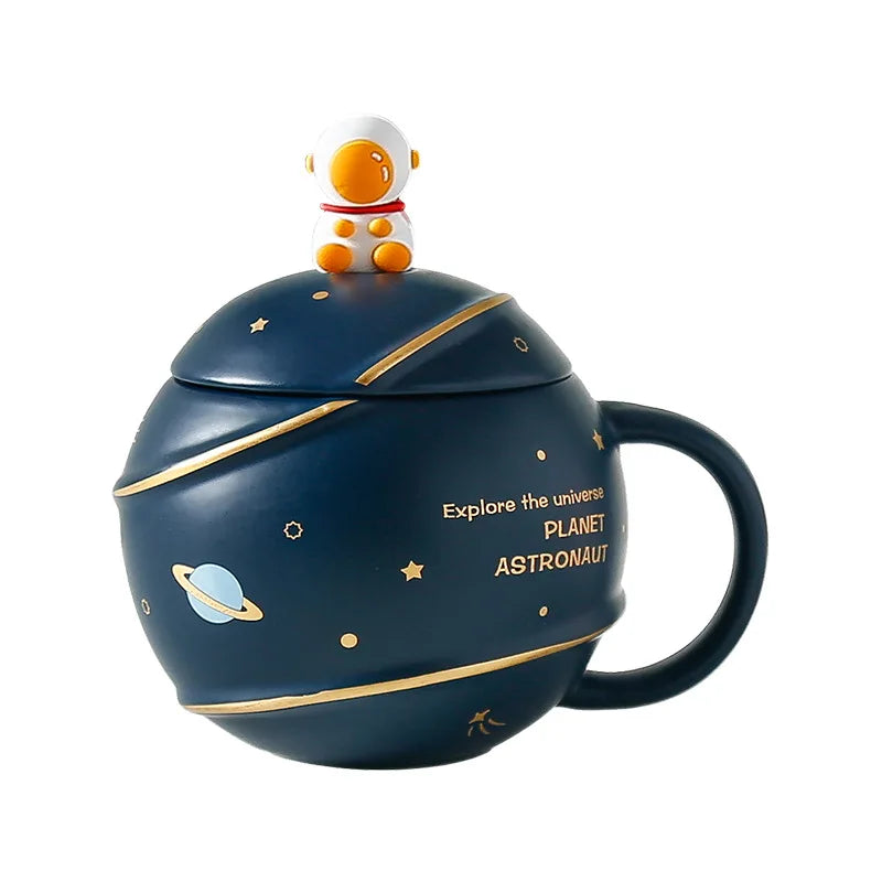 Cartoon Rocket Planet Mug Creative Outer Space Astronauts