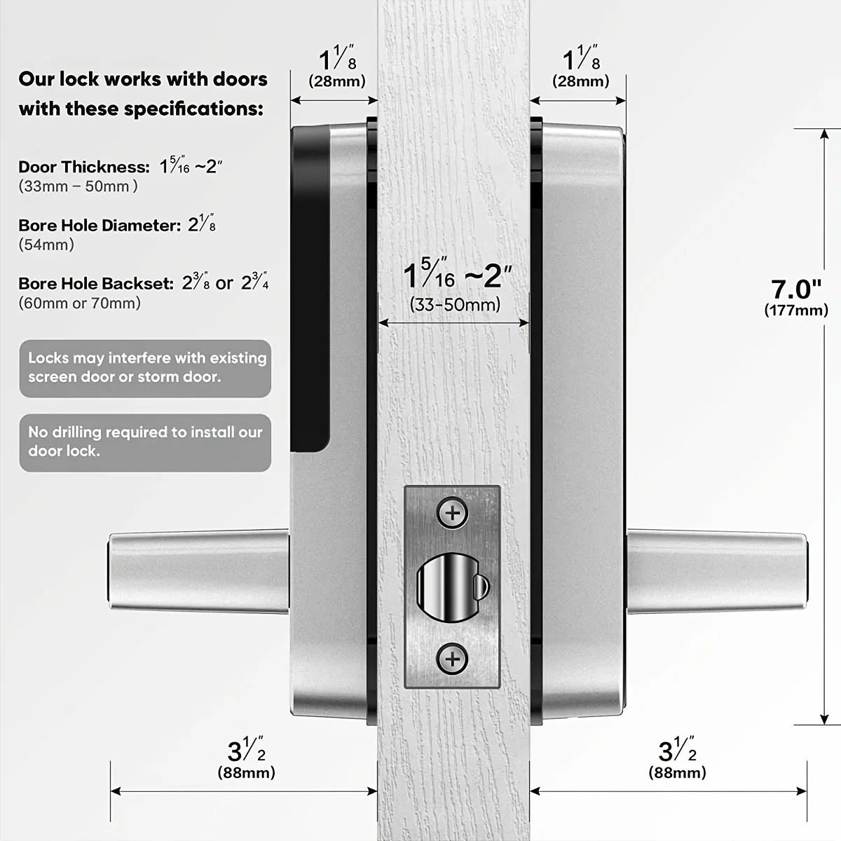 Electronic Security Lock Smart Fingerprint Door, Lock App Remote Control, Keyless WIFI Digital Touchscreen, Lock NFC IP67, Waterproof with 2 IC Cards.