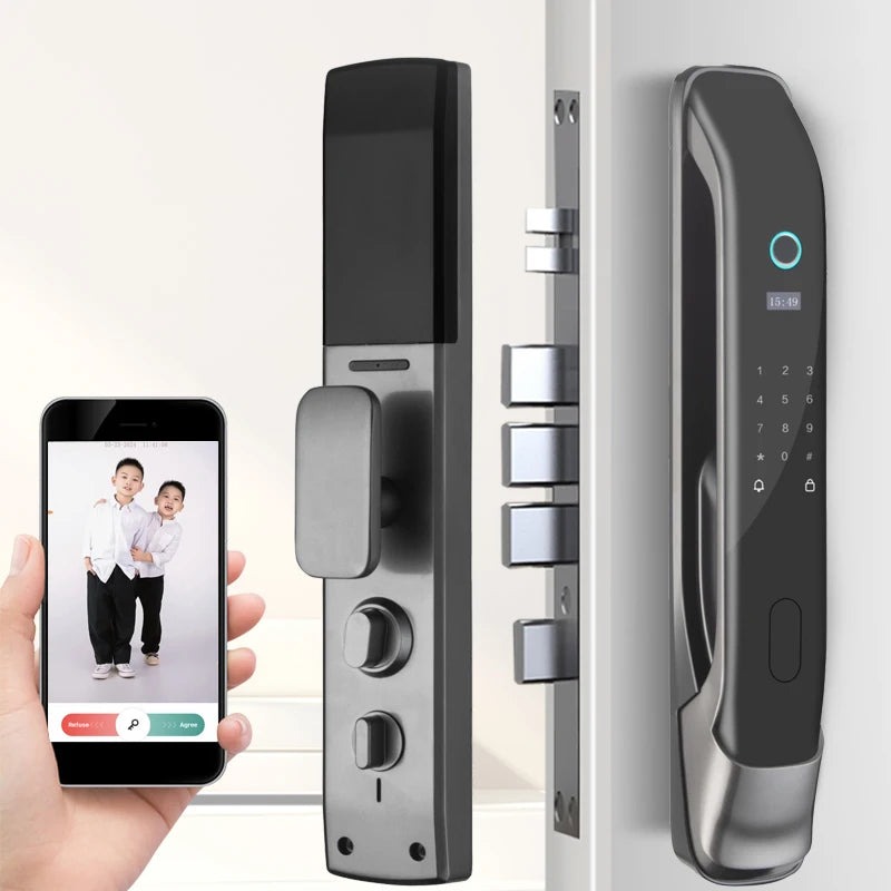 Tuya Wifi Electronic Lock Digital Smart Door Lock With Biometric Fingerprint / Smart Card / Password / Key Unlock/ USB Charge