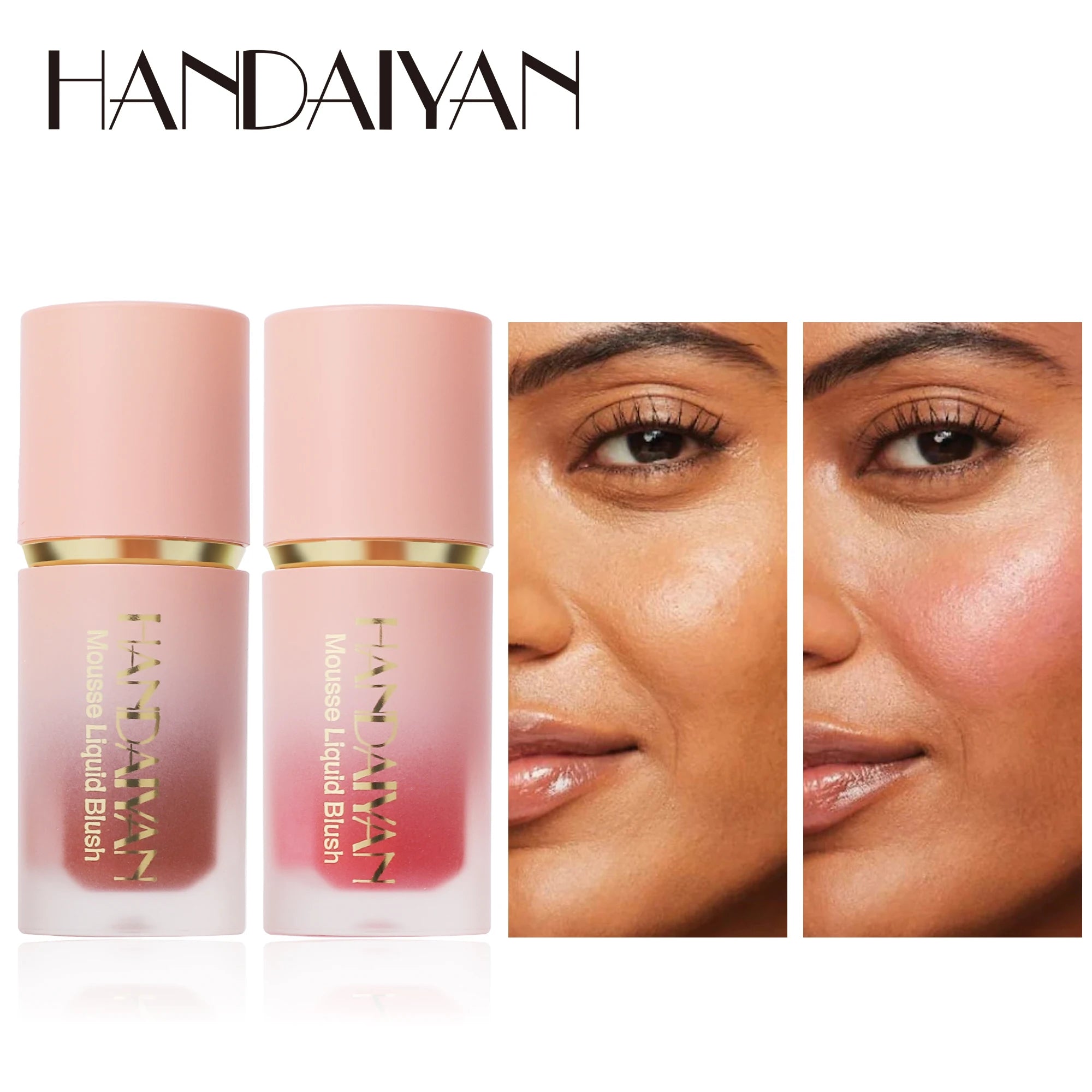 HANDAIYAN 6 Colour Matte Liquid BlushEasy to apply long lasting waterproof blush sponge brush head