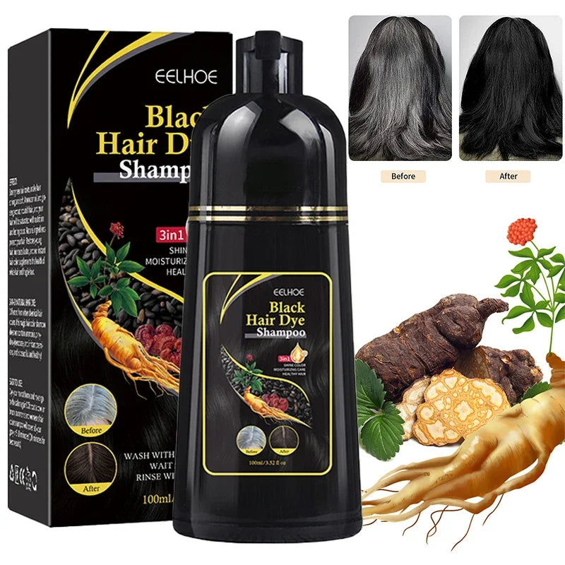 100ml Natural Herbal Hair Dye Shampoo 3 in 1 Hair Color Shampoo For Gary Hair Dark Brown Black For Women Men Grey