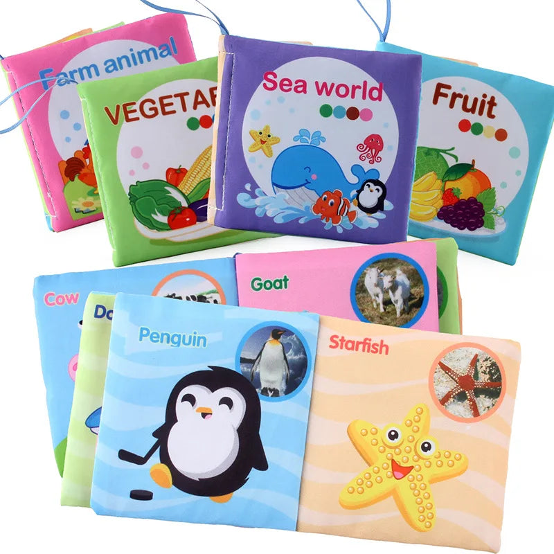 Baby Soft Cloth Book for Newborns 0-12 Months 3D Book Animal Family Cognitive Montessori Early Educational Toys for Kids