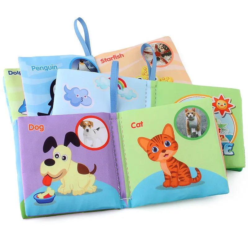 Baby Soft Cloth Book for Newborns 0-12 Months 3D Book Animal Family Cognitive Montessori Early Educational Toys for Kids