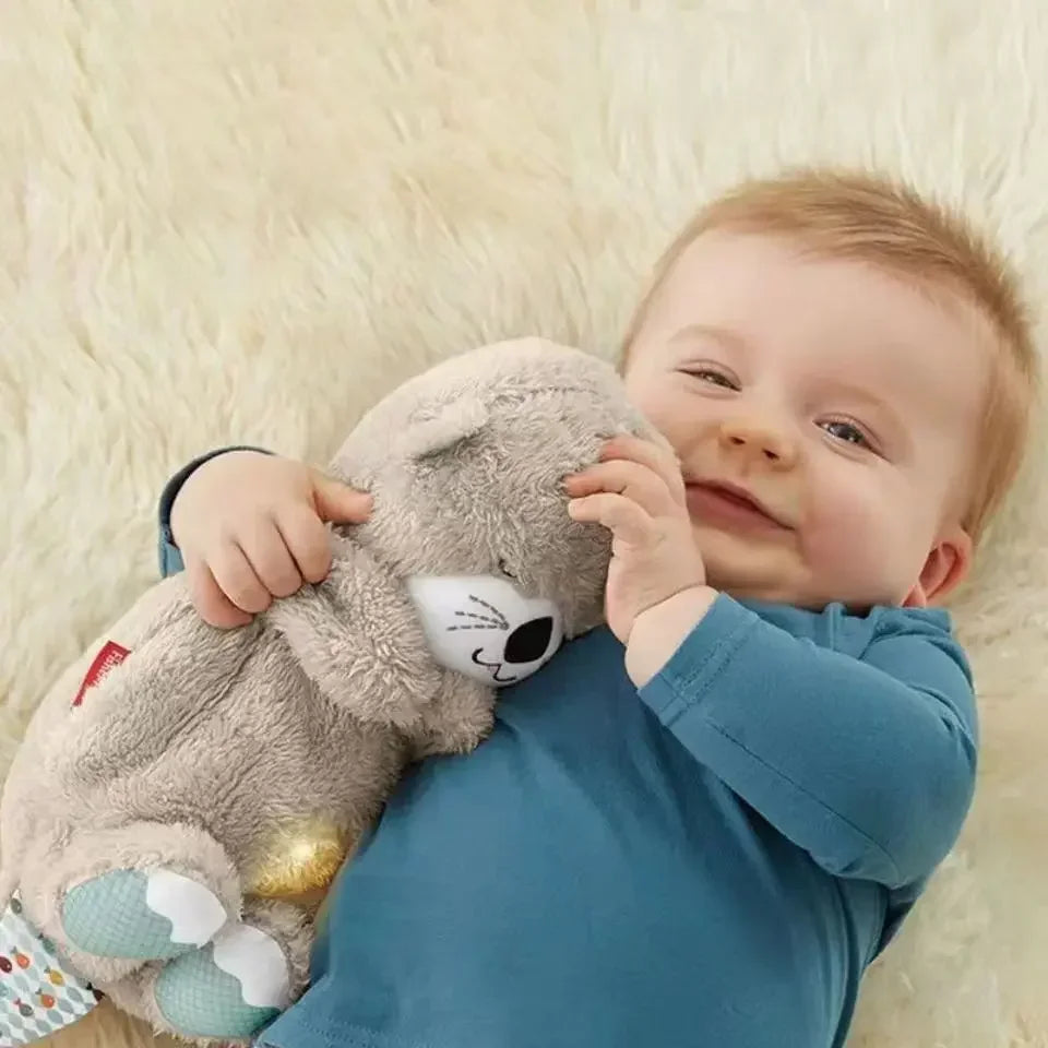 New Baby Breath Baby Bear Soothes Otter Plush Toy Doll Toy Child Soothing Music Sleep Companion Sound And Light Doll Toy Gifts