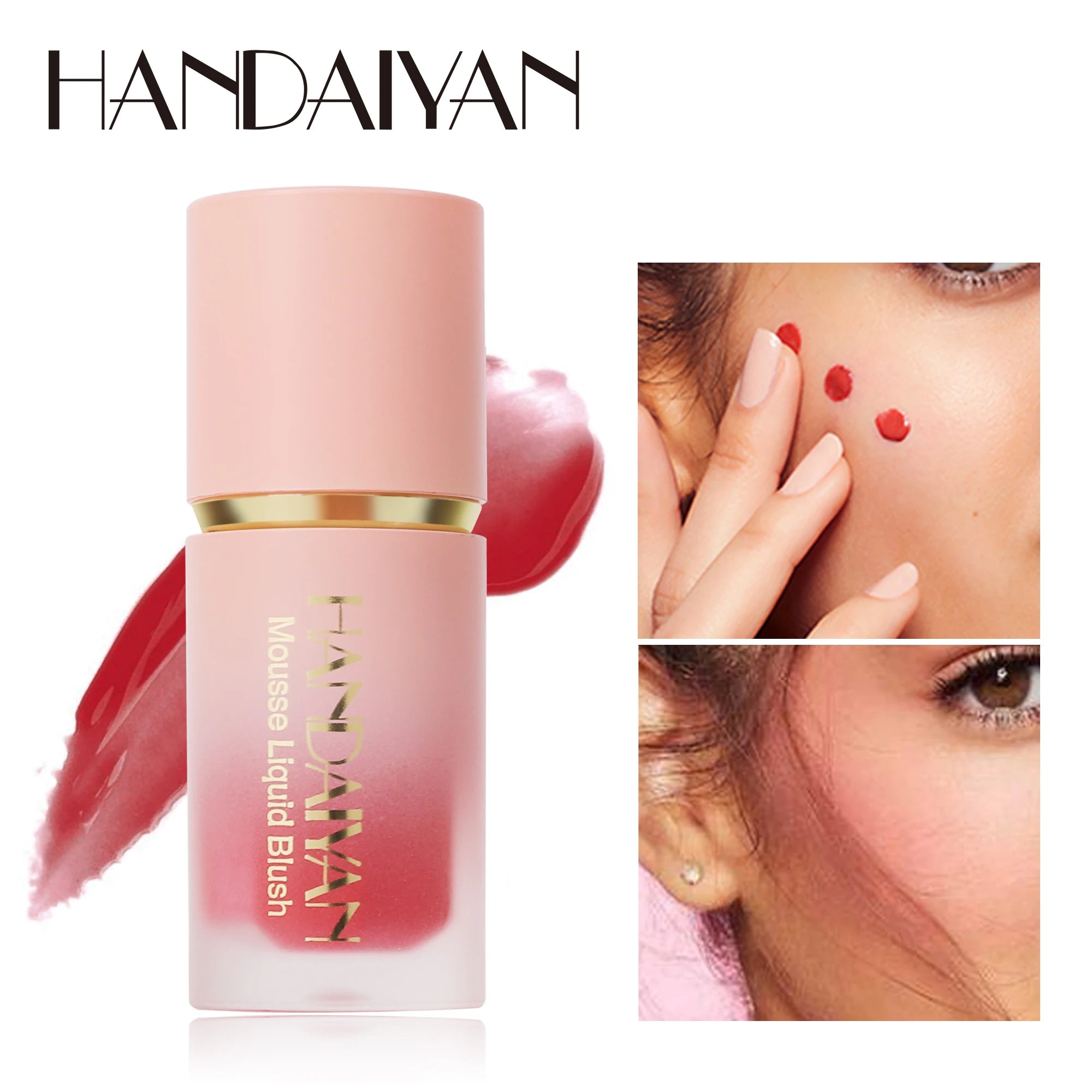 HANDAIYAN 6 Colour Matte Liquid BlushEasy to apply long lasting waterproof blush sponge brush head