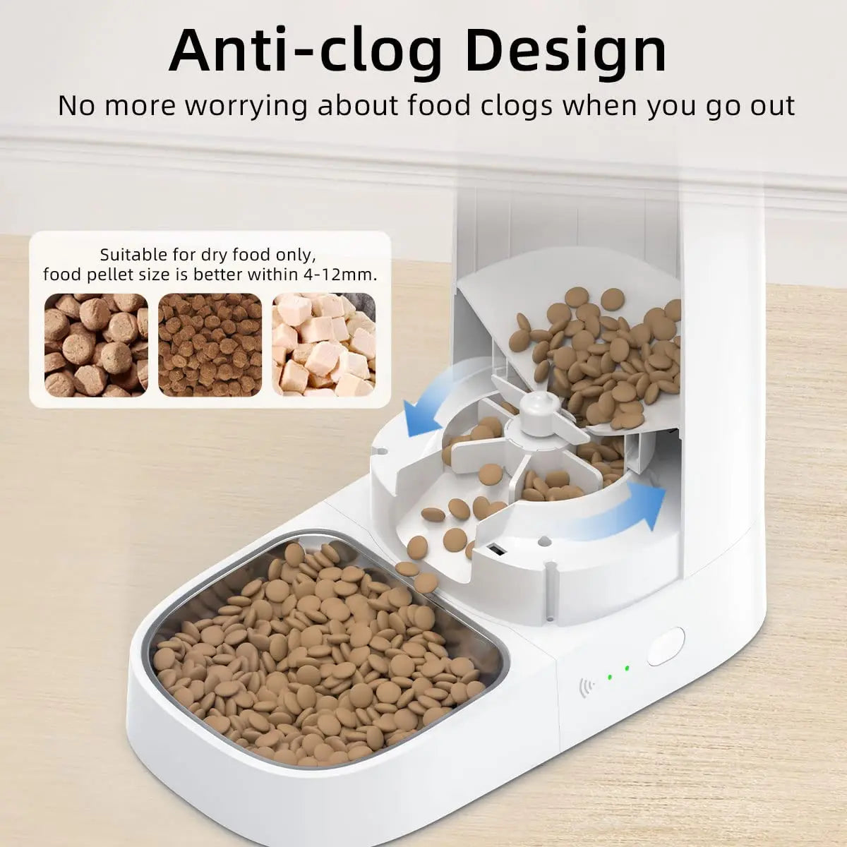 ROJECO Automatic  Pet Smart WiFi Cat and Dog Food Kibble Dispenser Remote Control Auto Feeder