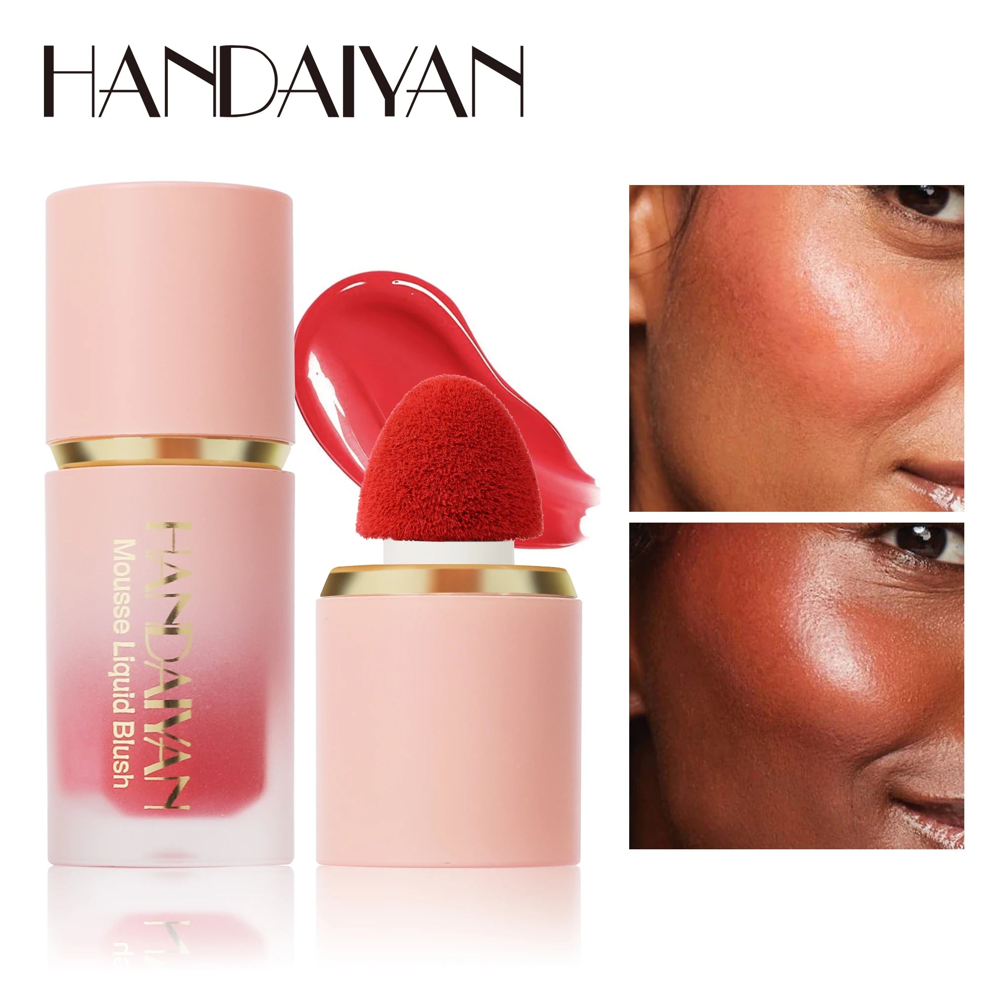 HANDAIYAN 6 Colour Matte Liquid BlushEasy to apply long lasting waterproof blush sponge brush head