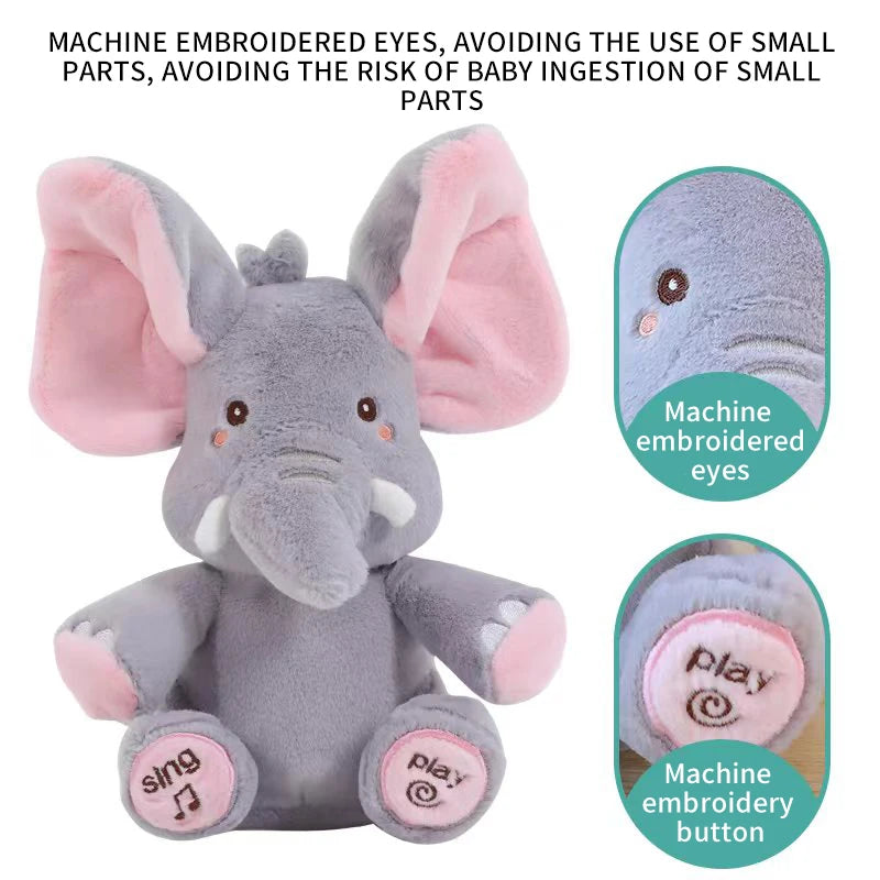 Animated Elephant Toys Plush Singing Elephant with Ears Moving Electric Plush Toy Cute