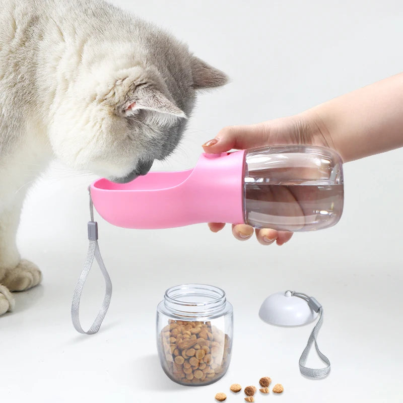 2 in 1 300ml Portable Food  Dog and Cat Travel Pet Water Cup Bottle