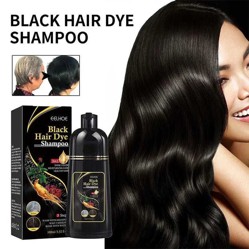 100ml Natural Herbal Hair Dye Shampoo 3 in 1 Hair Color Shampoo For Gary Hair Dark Brown Black For Women Men Grey