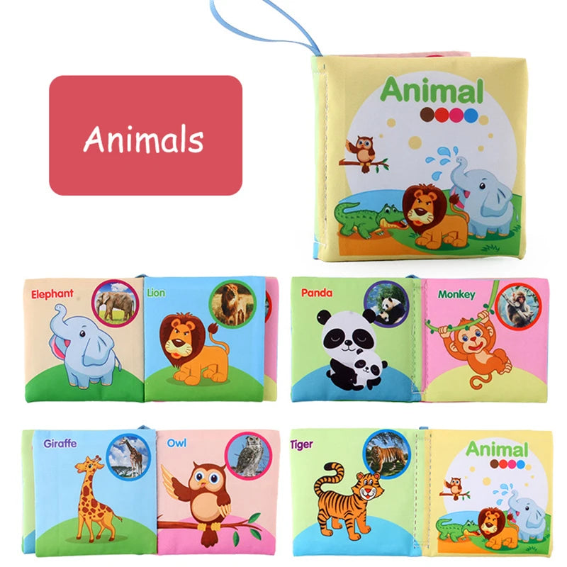 Baby Soft Cloth Book for Newborns 0-12 Months 3D Book Animal Family Cognitive Montessori Early Educational Toys for Kids