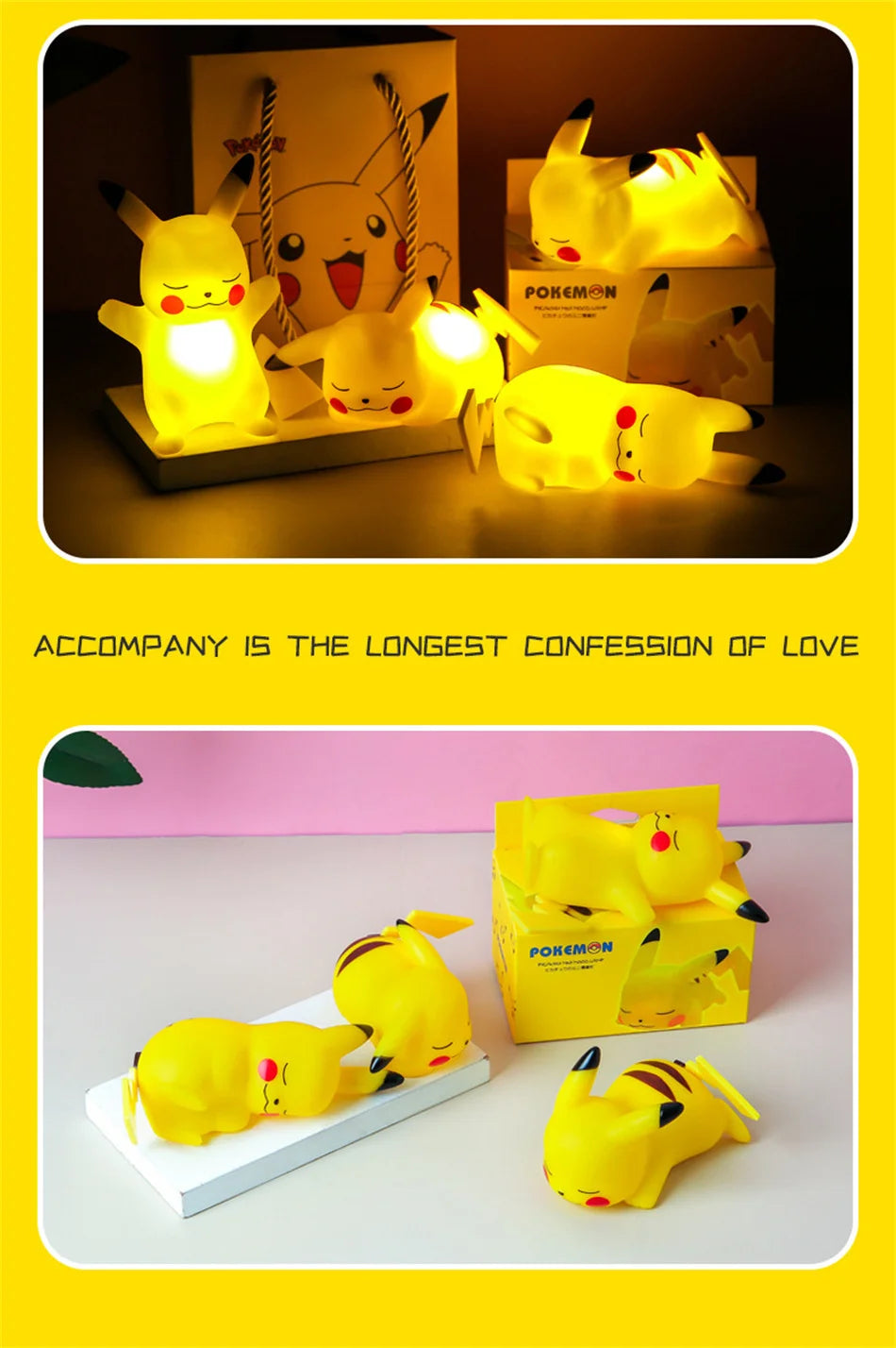 Pokemon Pikachu Night Light Cute Anime Soft Light Bedroom Bedside LED Light Room Decoration Christmas Children's Toy Gift