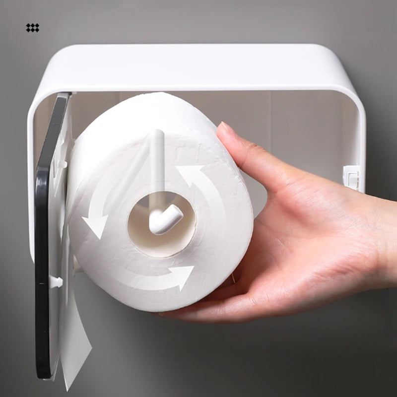 WIKHOSTAR Wall Mounted Paper Towel Box Toilet Paper Holder Waterproof Tissue Box Roll paper Holder Dispenser Bathroom Organizer