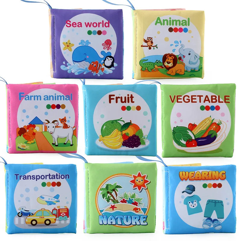 Baby Soft Cloth Book for Newborns 0-12 Months 3D Book Animal Family Cognitive Montessori Early Educational Toys for Kids