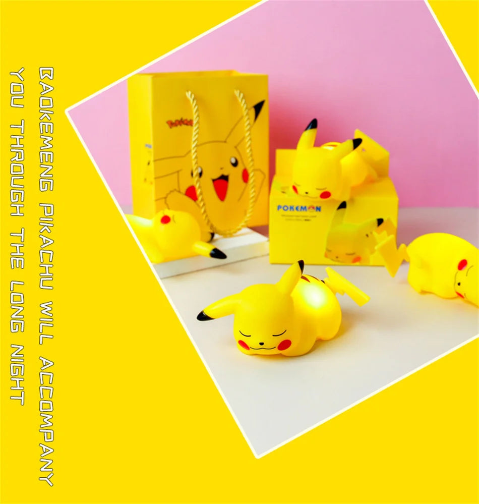 Pokemon Pikachu Night Light Cute Anime Soft Light Bedroom Bedside LED Light Room Decoration Christmas Children's Toy Gift