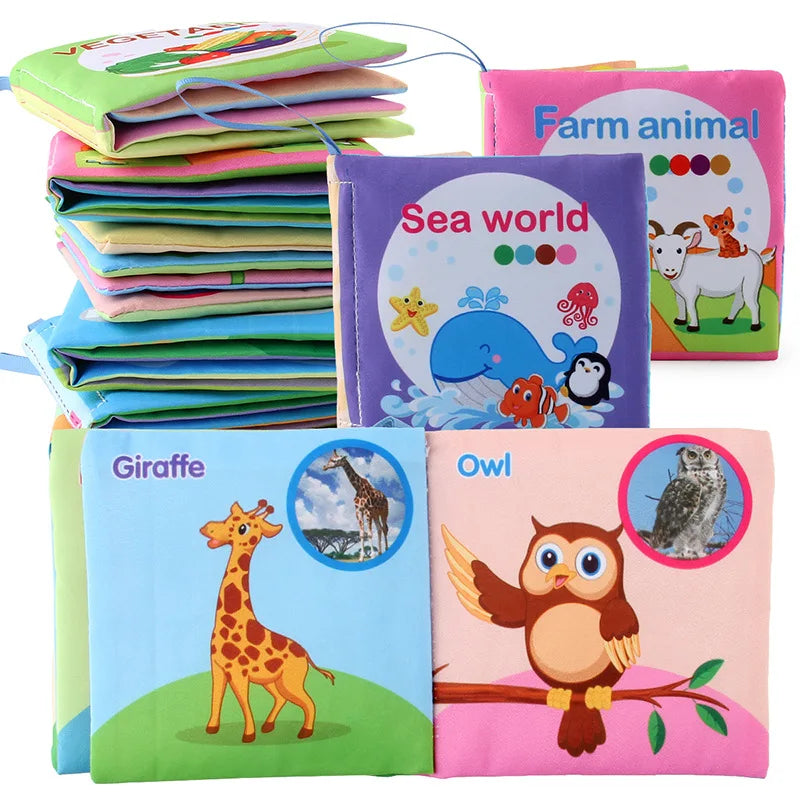 Baby Soft Cloth Book for Newborns 0-12 Months 3D Book Animal Family Cognitive Montessori Early Educational Toys for Kids