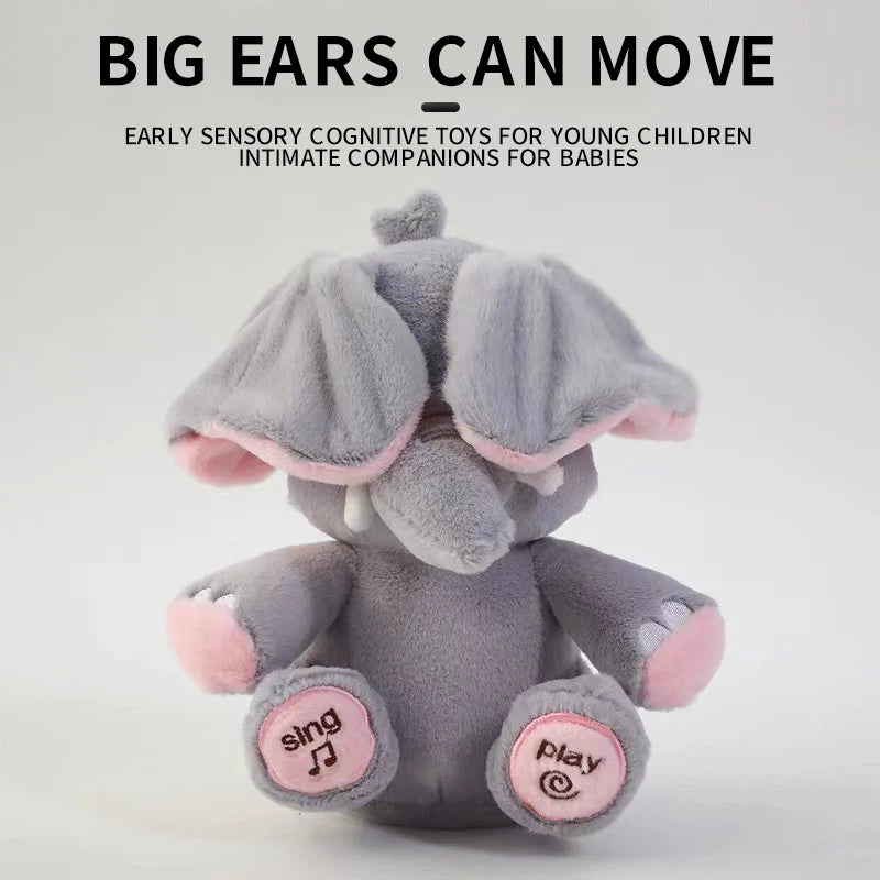 Animated Elephant Toys Plush Singing Elephant with Ears Moving Electric Plush Toy Cute