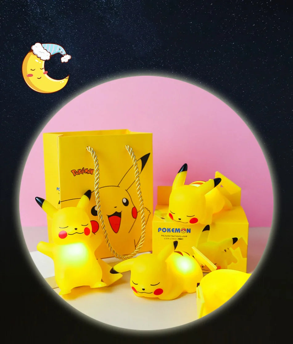 Pokemon Pikachu Night Light Cute Anime Soft Light Bedroom Bedside LED Light Room Decoration Christmas Children's Toy Gift